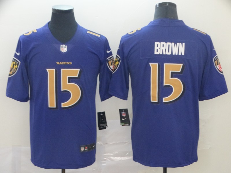 Men's Baltimore Ravens Marquise Brown #15 Purple Jersey